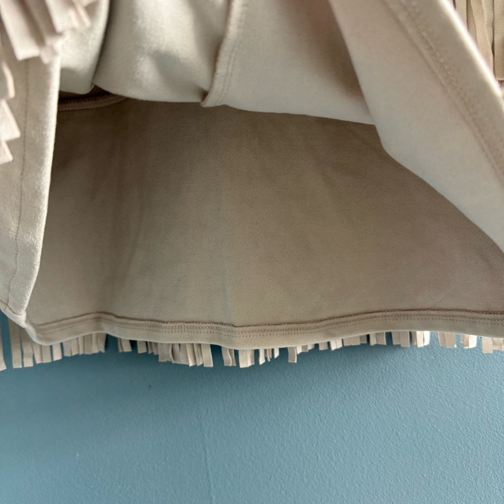 Francesca’s Blue Rain Fringe Faux Suede Skirt - Picture 2 of 7